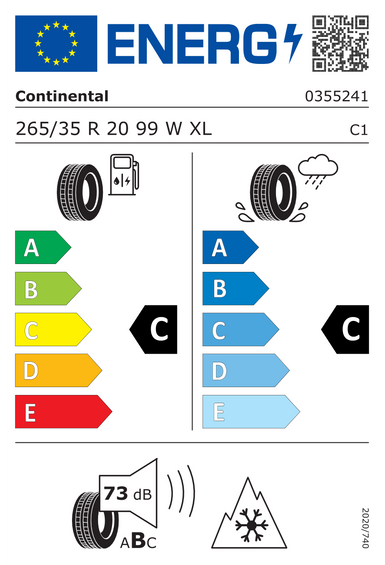 Pneus Continental WinterContact TS 860 S XL FR 265/35 R20 99W