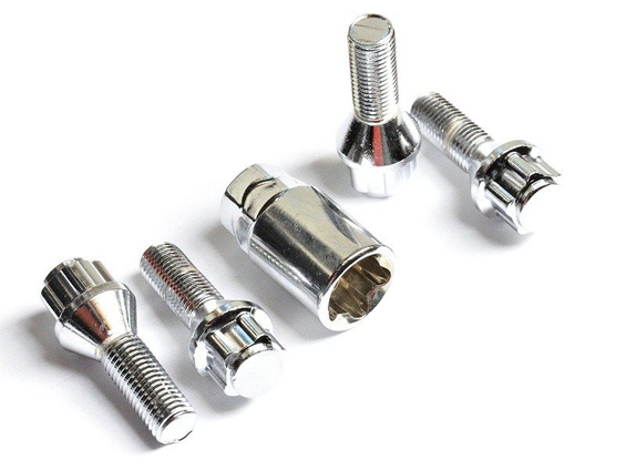Boulons de sécurité pour jantes aluminium M14x1,25 / 28mm / cône / chrome / K17/19