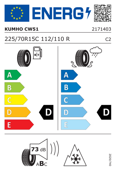 Pneus Kumho WINTER PORTRAN CW51 225/70 R15 112R
