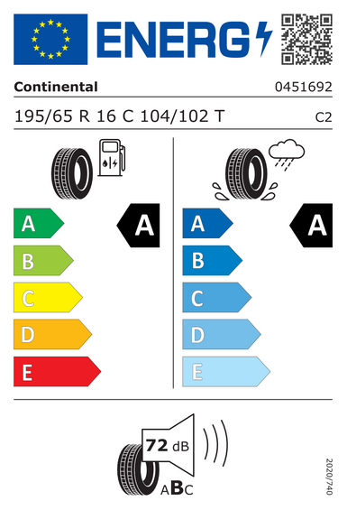 Pneus Continental VanContact Eco 195/65 R16 104T