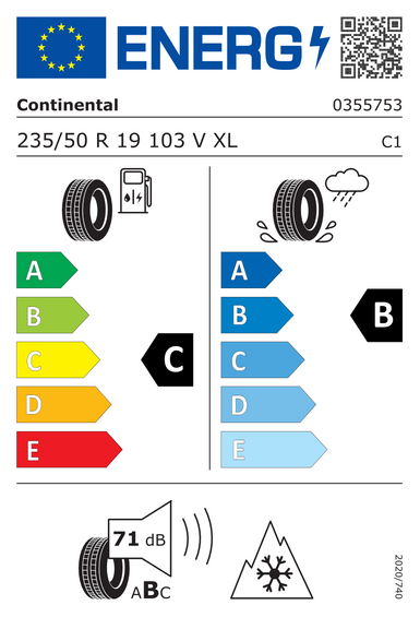 4x ROUES 19 Hiver MERCEDES EQE V295 Continental 235/50 R19