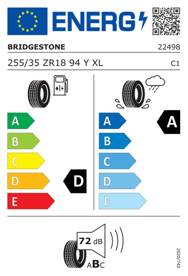 Pneus Bridgestone POTENZA SPORT XL FR 255/35 R18 94Y